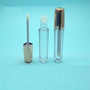 Lagringsflaskor Jars 3ml 5ml LipGloss Tube Light Gold Square Makeup Flytande läppstift Förpackning Avfyllningsbara tomma läppglansbehållare