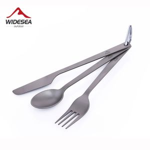 Wideesea sked gaffelknivuppsättning 50g Camping Porslin Ultralight Travel Tourist Utomhus Köksartiklar Gear Equipment 211224