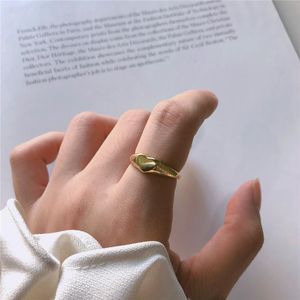 Anéis de casamento Genuine 925 Sterling Silver Minimalist Ring for Women Heart Gold Fashion Jewelry