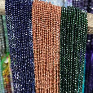 Other 2 3 4mm Faceted Natural Gold Blue Green Sandstone Stone Beads Round Loose Minerals For Jewelry Making Handmade