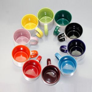 Blank sublimering keramisk mugg färghandtag färg inuti tom cup diy överföring värme tryck tryck vatten kopp hav frakt t9i001159