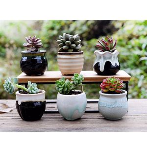 Planters & Pots 6pcs Plant Pot Ceramic Succulent Flower Variable Flow For Home Room Office Without