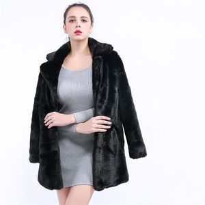 Sonbahar Faux Kürk Deri Ceket Bayan Uzun Kollu Sıcak Kürk Deri Ceket Kadın Ceket Kış Kalınlaşmak Siyah 211213