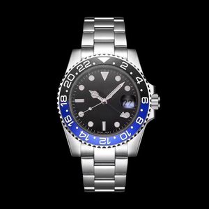 Новый роскошный мужской бренд часы GMT Ceramic Bezel Mens Mechanical из нержавеющей стали Автоматические передвижения Спортивные самостоятельные часы Roless Ristatch