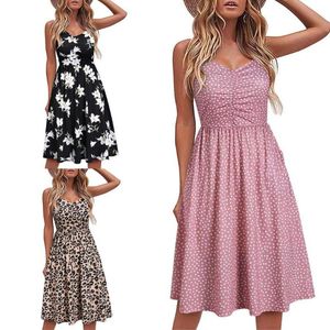 Casual Dresses Ladies Dress Sling Backless Colors Women V Neck Pleated For Shopping
