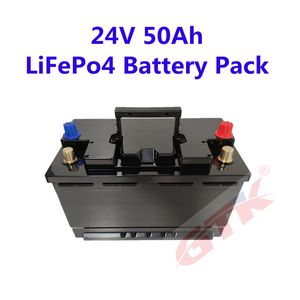 Batteria ricaricabile LiFePo4 GTK 24V 25.6V 50Ah con batteria al litio ferro fosfato BMS 8S + caricabatterie per lampione solare per camper