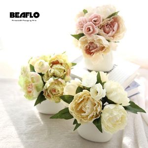 Flores decorativas grinaldas casamento buquê de seda artificial flor peônia mesa falsa decoração acessórios arranjo casa jardim festa de