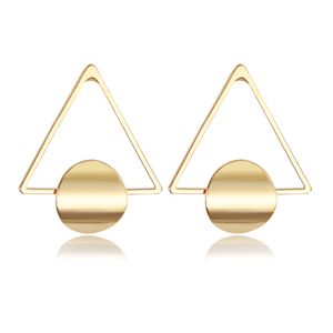 Geometrische Stud Triangle Round Coin Earring Personalized glanzende driedimensionale oorbellen