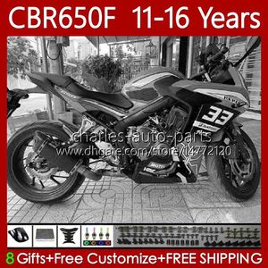Fairings Kit for Honda CBR-650F CBR 650F 2011 2012 2012 2015 2016 Body 73No.80 رمادي أسود CBR-650 CBR 650 CBR650 F 2011-2016 650cc CBR650F 11 12 13 14 15 16
