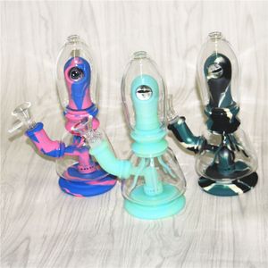 Tubo de água de silicone fumaça de fumaça com decoração de olho acessórios de fumo Bongs tigela de vidro tabaco