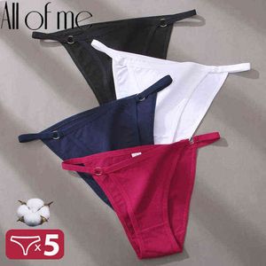 5PCS Set Sexy Underwear Cotton Panties Women Lingerie Female Underpants Hoop Design Waistband Briefs Intimate Bikini Panty Woman 211109