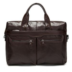 Top Quality Men Briefcases Mäns Väskor Äkta Läder Kontorspåsar För Laptop Bag Brevbindningar Messenger Totes