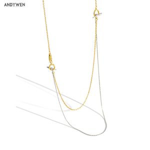 ANDYWEN 925 Sterling Silver Three Types Wearring Choker Necklace Special Chain Jewelry Gold Silver Combination Styles Party Jewe Q0531
