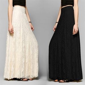 Moda Biały Srebrny Wysoka Talia Party Wear Maxi Kobiece Plisowane Spódnice Styl Kobiet Panie Długa Summer Spódnica 210721