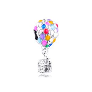 Colorful Hot Air Balloon Pendant for Charm Bracelet Family Bond Round Beads For Jewelry Making Fashion DIY Kralen Charms Q0531