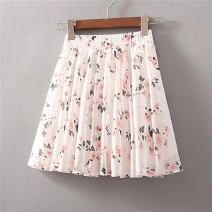 Summer Korean Women High midja Chiffon Mini kjol Söt damer Elastiska a-line paraplyshorts kjolar Big Swing Short 210721