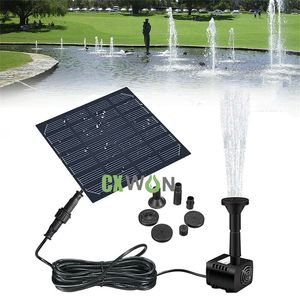 Fontana solare 4 diverse teste di spruzzo Kit pompa galleggiante per esterni Set di decorazioni per laghetti autoportanti per piscina da giardino