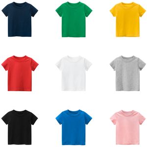 Plain Boys Girls T-shirts Kläder 100% Bomull Kortärmad Barn Undertröja Kläder 2 3 4 5 6 7 8 9 år