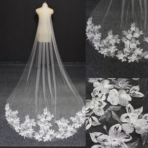 Cathedral Lace Bridal Veils One Layer with Combs 3D Appliqued Long Length Robe Wedding Tail Veil Luxury Amice Custom Made Women Hair Accessories