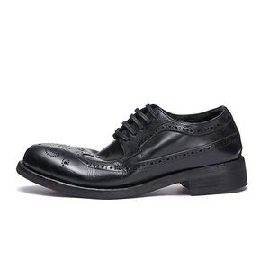 Goodyear Mens 신발 수제 조각 브로그 형식 정장 드레스 신발 풀 곡물 가죽 남성 Derby Oxfords British Style Men Goodyear Shoes