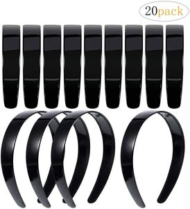 20 Pacote 1 polegada de crafro liso preto com dentes plástico DIY acessórios de cabelo headwear