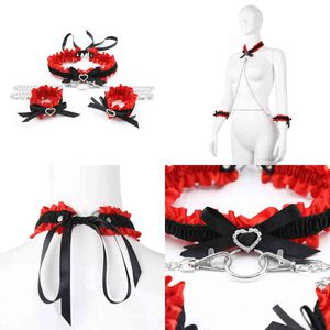 Nxy Giocattoli per adulti Prodotti Copricollo con fiocco nero e rosso Casual Clap Blindfold Cravatta Abito da flirt a mano 220304