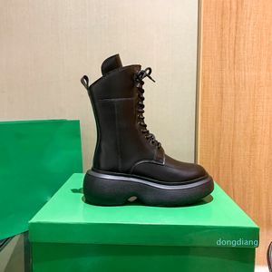 Diseñador-mujer BOUNCE Botas con cordones de plataforma Zapatos de cuero con punta redondeada voluminosos Beige negro verde tamaño eu 35-40