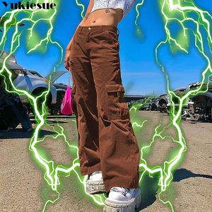 streetwear summer clothes high waist Women's brown Capris pants for women trousers wide leg Woman plus size 210608