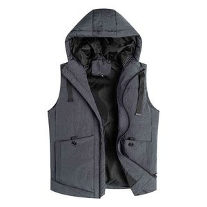 2021 New Youth Trend Leisure Sports Down Vest Korean Winter Hooded Men'S Warm Lightweight Feather Waistcoat Sleeveless Jacket Y1103