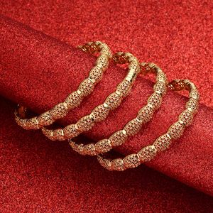 Dubai Bangles for Women Middle East Gold Bangles Ethiopian Saudi Arabia Mesh Bracelets Wedding Jewelry African Gifts Q0719