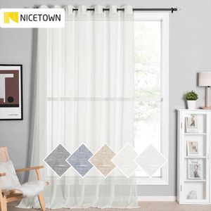 Wholesale vertical window for sale - Group buy Curtain Drapes NICETOWN Privacy Sheer Linen Curtains Semi Elegant Vertical Light Filtering Window Treatments Farmhouse Porch