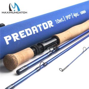 Corduraチューブが付いているMaximumCatch Predator 9ft塩水フライフィッシングロッド30T SKカーボンファイバー8WT / 9WT / 10WT / 10WT / 10WT / 10WT 4 PC 211118