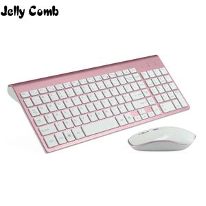 JELLY 2.4Gと櫛フルサイズ102キーローノイズUSBワイヤレスキーボードマウスラップトップコンピューターPC