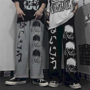 Outono homens e mulheres calças casuais estudantes coreano inverno desenhos animados anime solto selvagem em linha reta pants pants tendência legal cara 210526