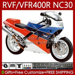 Кузов для Honda RVF400R NC30 V4 VFR400 R VFR400R 89 90 91 92 93 79NO.196 RVFF400 RVF VFR 400 R 400RR VFR 400R 1989 1990 1991 1992 1993 VFR400RR Оранжевый синий 89-93