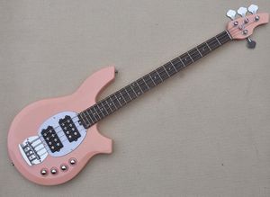 4 Strings Pink Electric Bass Guitar with Active Circuit,Rosewood Fretboard,24 Frets