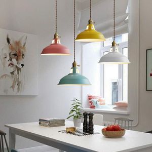 Pendant lamp Retro Industrial Style Colorful Restaurant Kitchen Home Lamp Vintage Hanging Light E27 Iron Lampshade Decorative Lamps