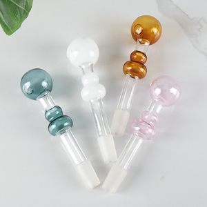 Smoke Pipes Colored Hand Mini Clear Thick Glass Color Smoking Pipe Dab Rigs Straight Type 11CM 4 Colors Transparent Pyrex Oil Burner
