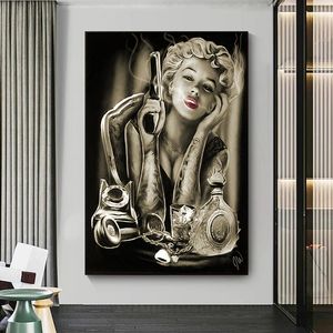 Sexy Women Tattoo Picture Art Beauty Home Decoration Canvas Painting Cuadros Wall Art Poster Print Living Room Mural