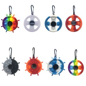 Portachiavi colorato Push Fidget Toy Giroscopio Limitatore di pressione Squeeze Scacchiera Gioco sensoriale Gioco per bambini per adulti