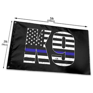 Polícia K9 fina linha azul bandeira de alta qualidade 3x5ft dupla costura decoração bandeira 90x150cm festival esportivo poliéster digital impresso