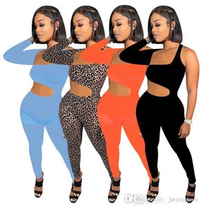 Women Sexy Hollow Out Sports Solid Color Jumpsuit One Shoulder One Piece Long Sleeve Bodysuit Autumn And Winter Club Rompers 4 colors