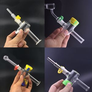 4 Stile Glas Rauchen Wasserpfeife Wasserpfeifen mit Quarz Titan Nagelspitze Dab Stroh Bohrinseln Wachsbehälter Keck Clip Hand Ölbrenner Rohr