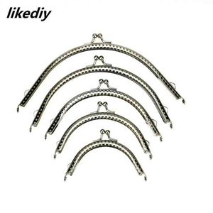 20 Pcs/Lot 5 Sizes Glossy Silver Basic Arch Metal Purse Frame Kiss Clasp Lock DIY Bag Accessories 8.5/10.5/12.5/15.5/18.5CM 211218