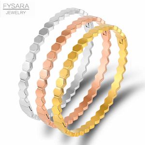 Fysara Edelstahl Rhombus Quadratische Armreifen Armbänder für Frauen Männer Roségold Farbe Dünne Armreifen Q0719