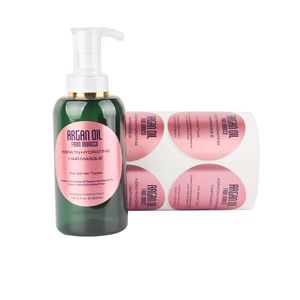 Etichette adesive in vinile impermeabili con cerchio di pellicola rosa perla personalizzata Etichette adesive per imballaggio di shampoo rotonde da 3 pollici