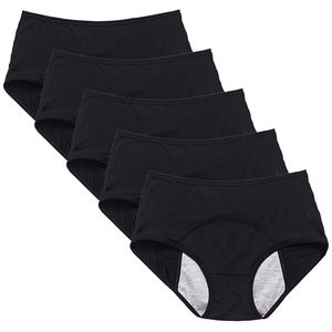 5 st Menstruation Pantie Absorbtent Läckage Period Briefs Underkläder Ladies Sexig Mesh Andningsbar Fysiologiska Underkläder 210730