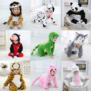 Umorden zuigeling peuter konijn hond leeuw tijger dinosaurus kostuums baby jongens meisjes kigurumi cartoon dierlijke onesies romper Halloween Q0821