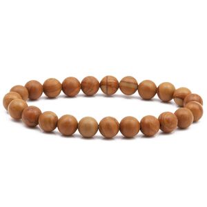 Handmade Stone Natural 8mm Frontadas Castanhas Charme Elástico Pulseiras Para Homens Mulheres Party Club Yoga Jóias Retro