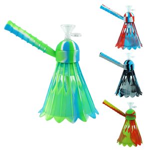 7,2 '' Tall Silicone Water Pipe Hookah Oljeplatta Bongs Hookahs Shisha Mix Color Selective